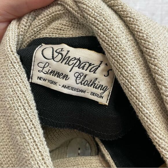 Sheppards Linnen Vintage Layered Langenlook Linen Jacket One Size Beige Black - Picture 8 of 8